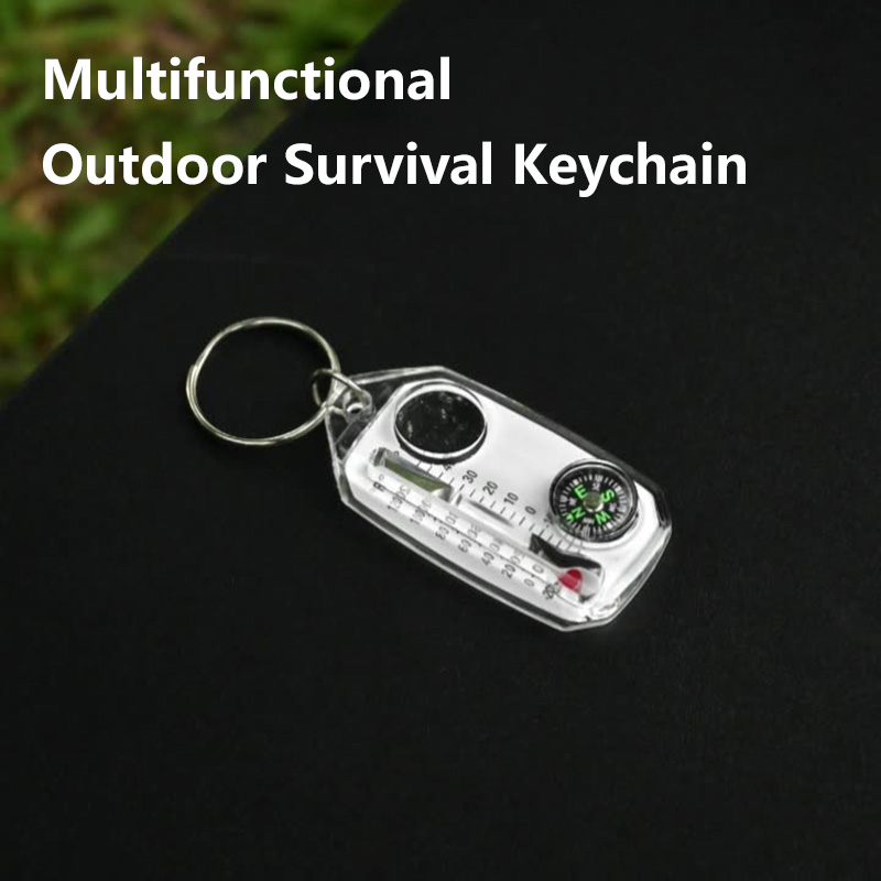 Compass Keychain Mini - Açık Hava Ekipmanları Pusula Termometre Büyüteç