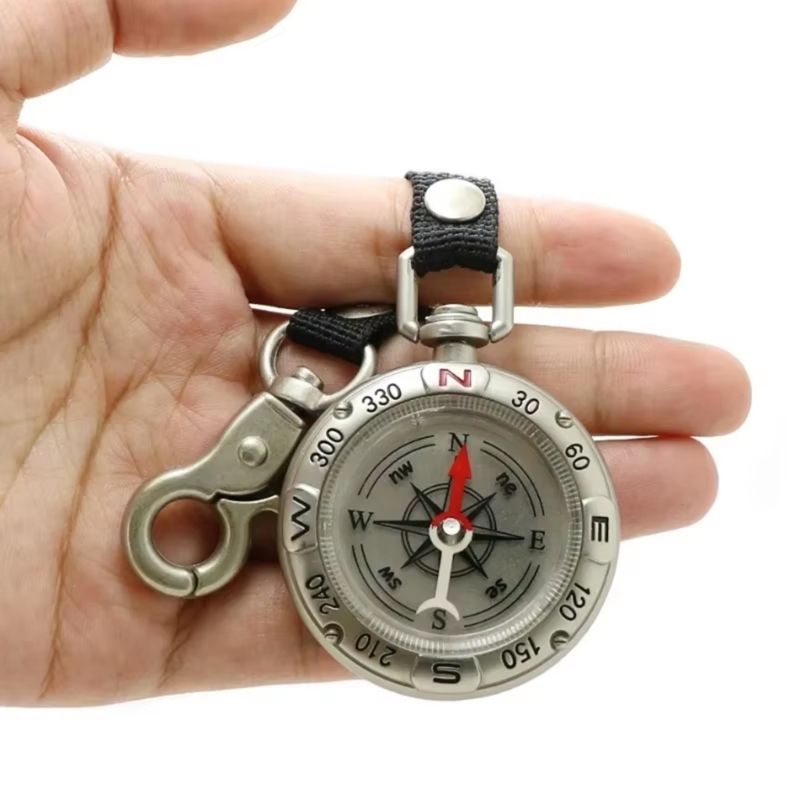 Compass Keychain Mini - Kordonlu Anahtarlıklı Mini Pusula, Çok Fonksiyonlu