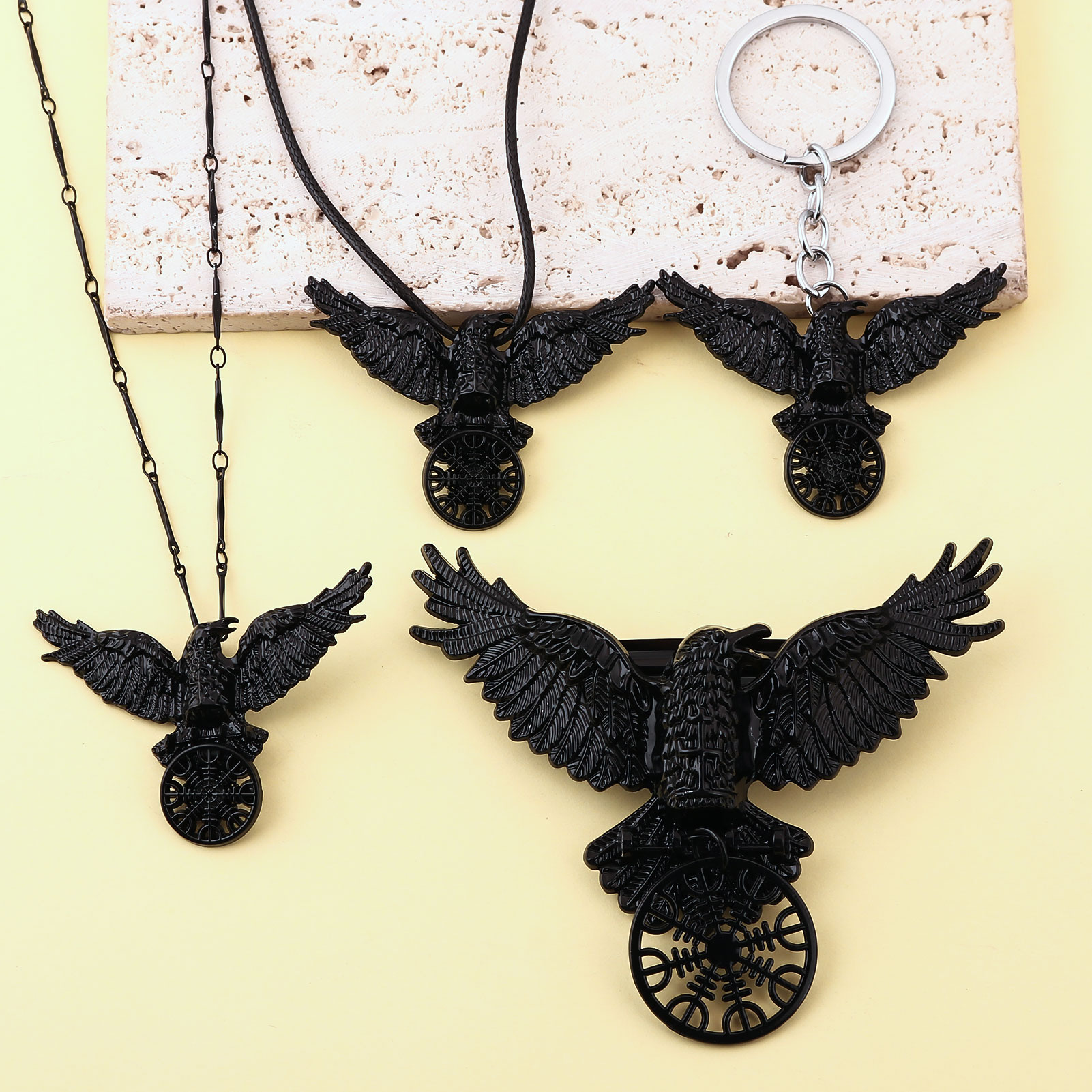 Vintage Viking Siyah Karga Kol - Compass Keychain Mini incelemesi ve fiyatı